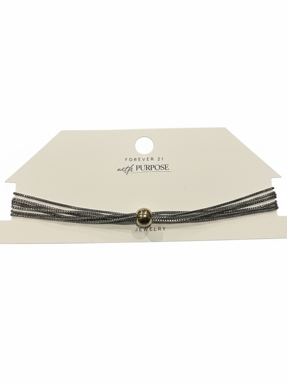 Forever 21 Silver Multi-Strand Choker with Gold Bead